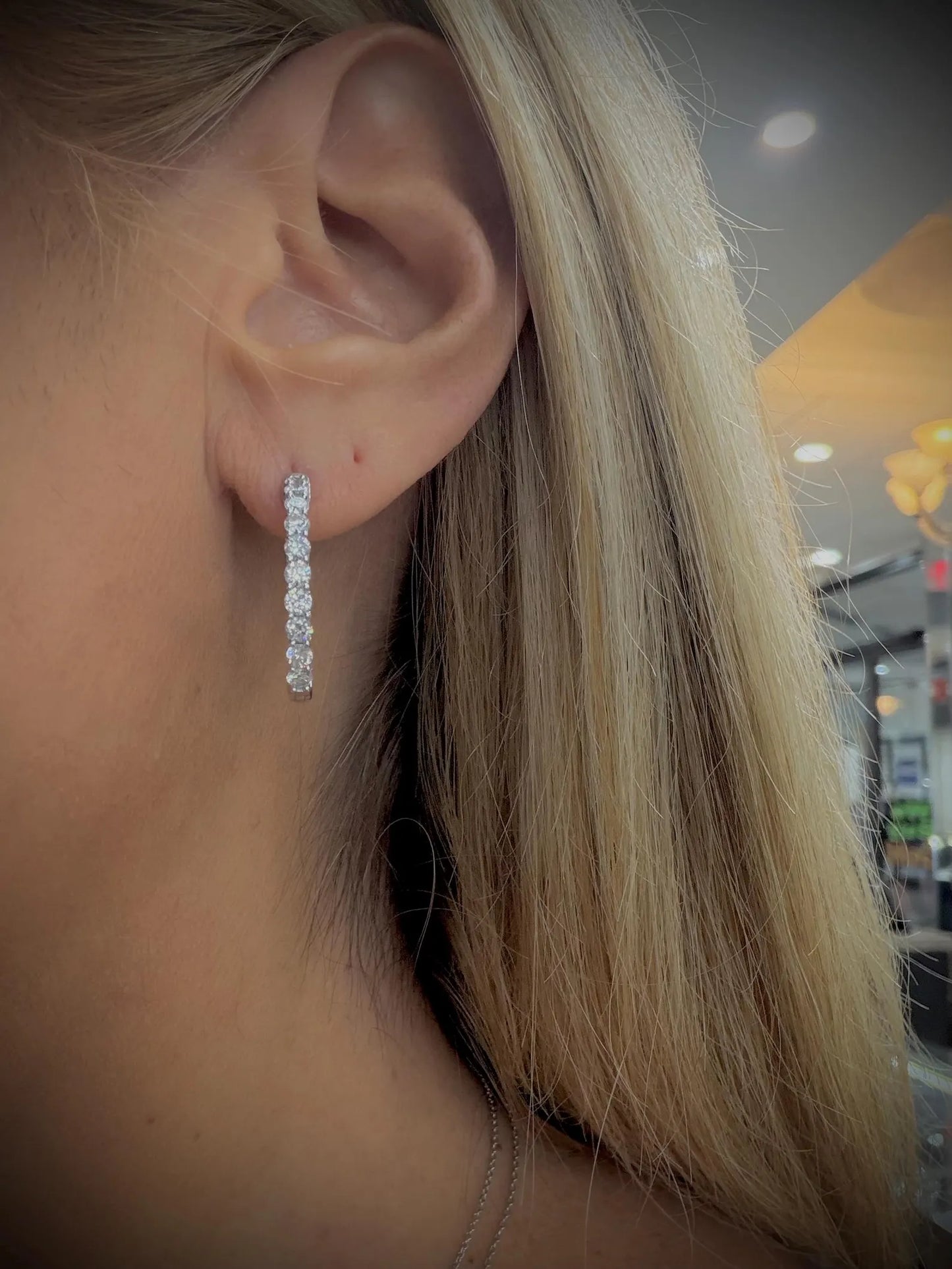 Lab Grown Diamond 2.00 Carat Oval Hoop Earrings, Sterling Silver