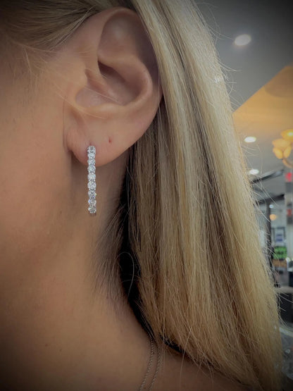 Lab Grown Diamond 2.00 Carat Oval Hoop Earrings, Sterling Silver