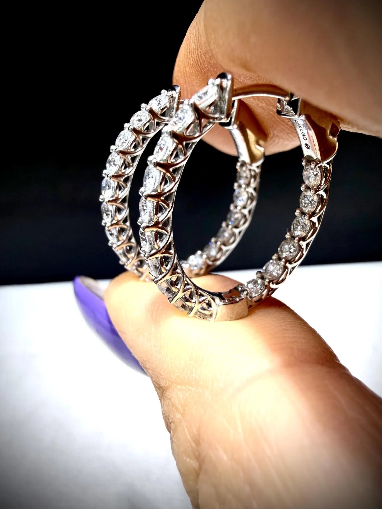 Lab Grown Diamond 2.00 Carat Oval Hoop Earrings, Sterling Silver