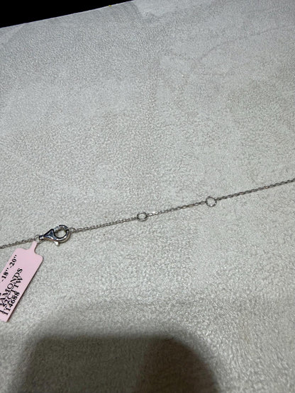 Fancy Shape Diamond Bar Necklace with Lab Grown Diamonds 1.52 carats tw.: Sterling Silver Adjustable 16”, 17”, 18”