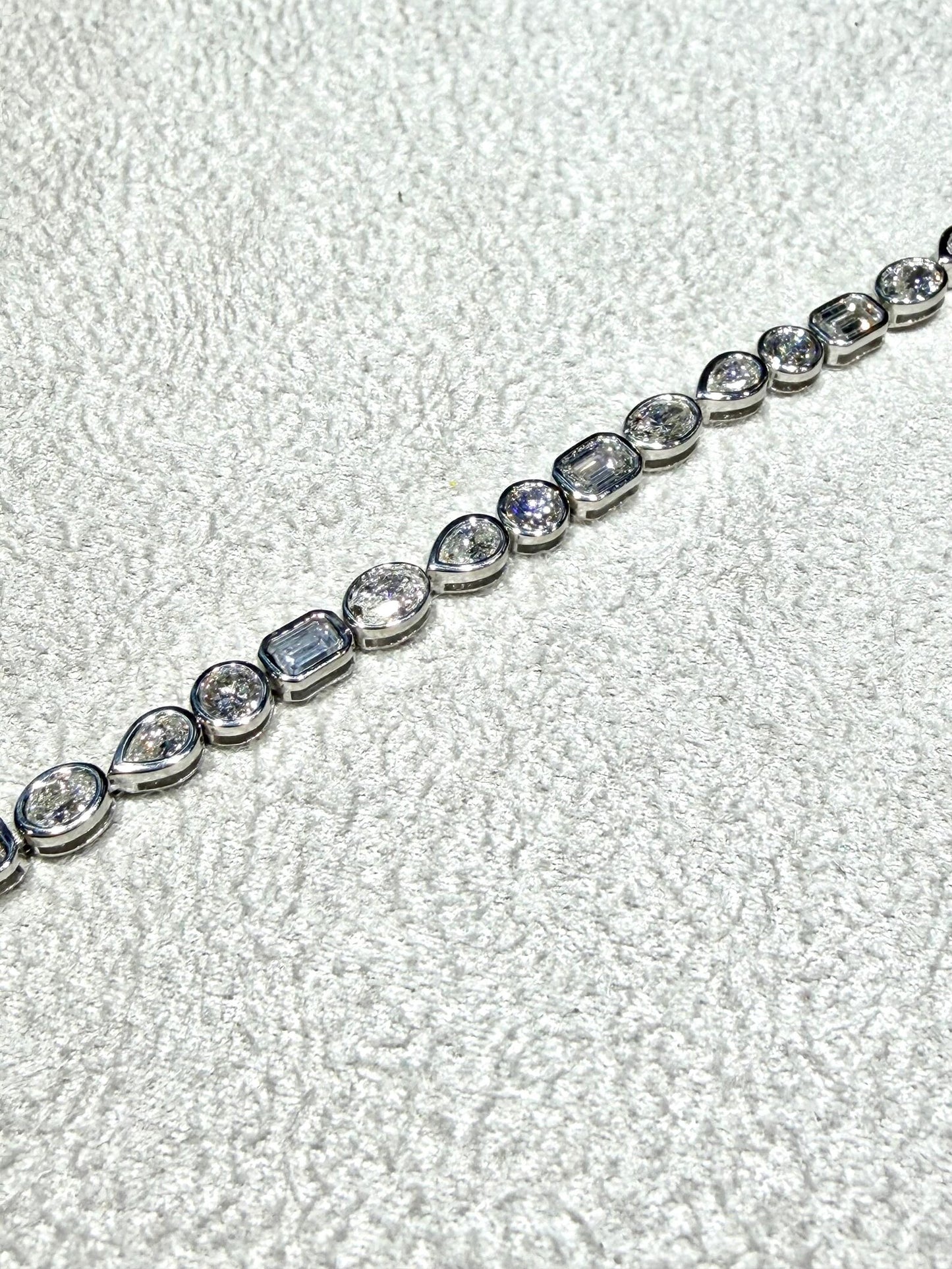 Lab Grown Diamond Fancy Shape Tennis Bracelet 4.80 Carats tw,Sterling Silver, 7”