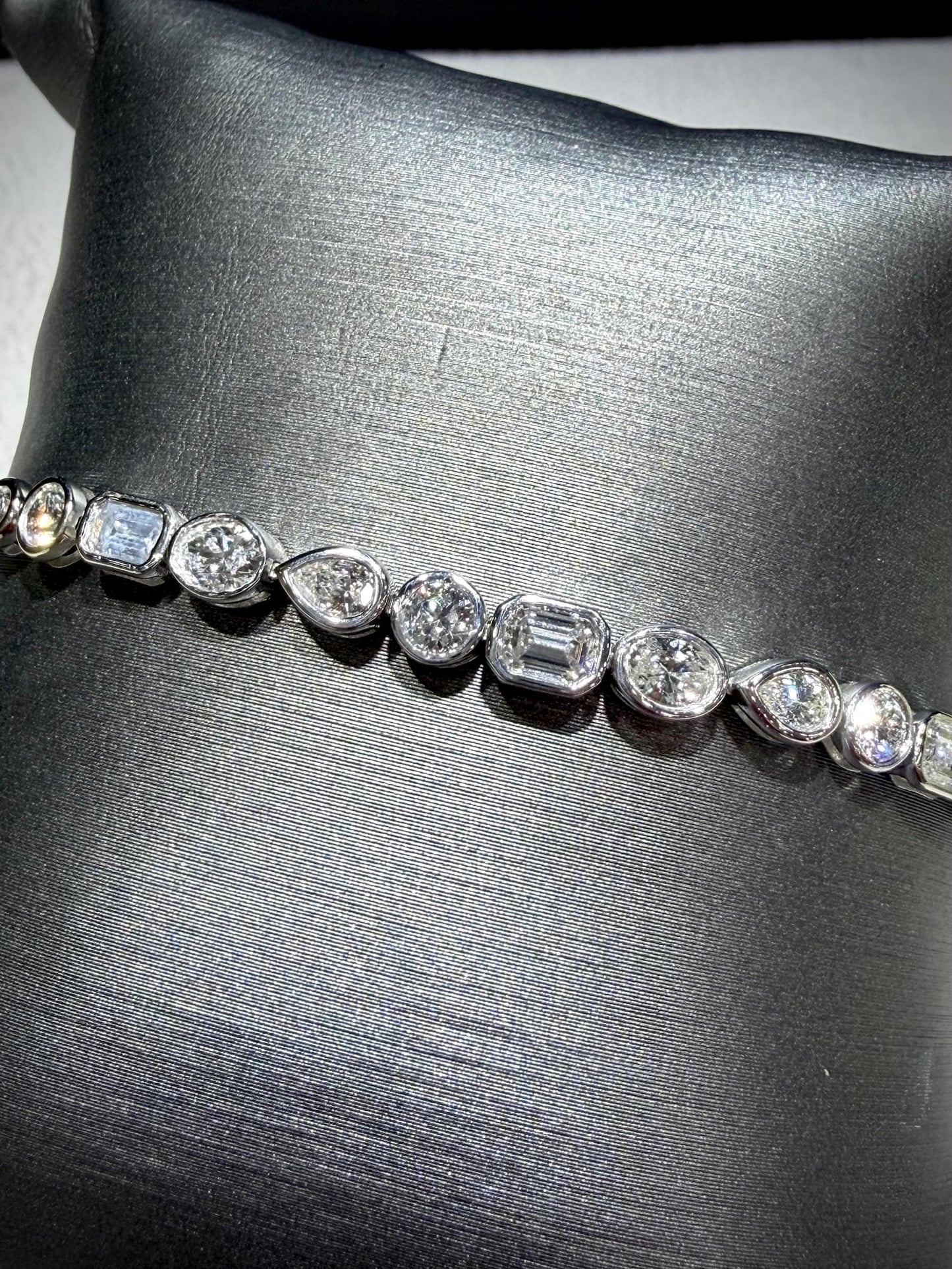 Lab Grown Diamond Fancy Shape Tennis Bracelet 4.80 Carats tw,Sterling Silver, 7”