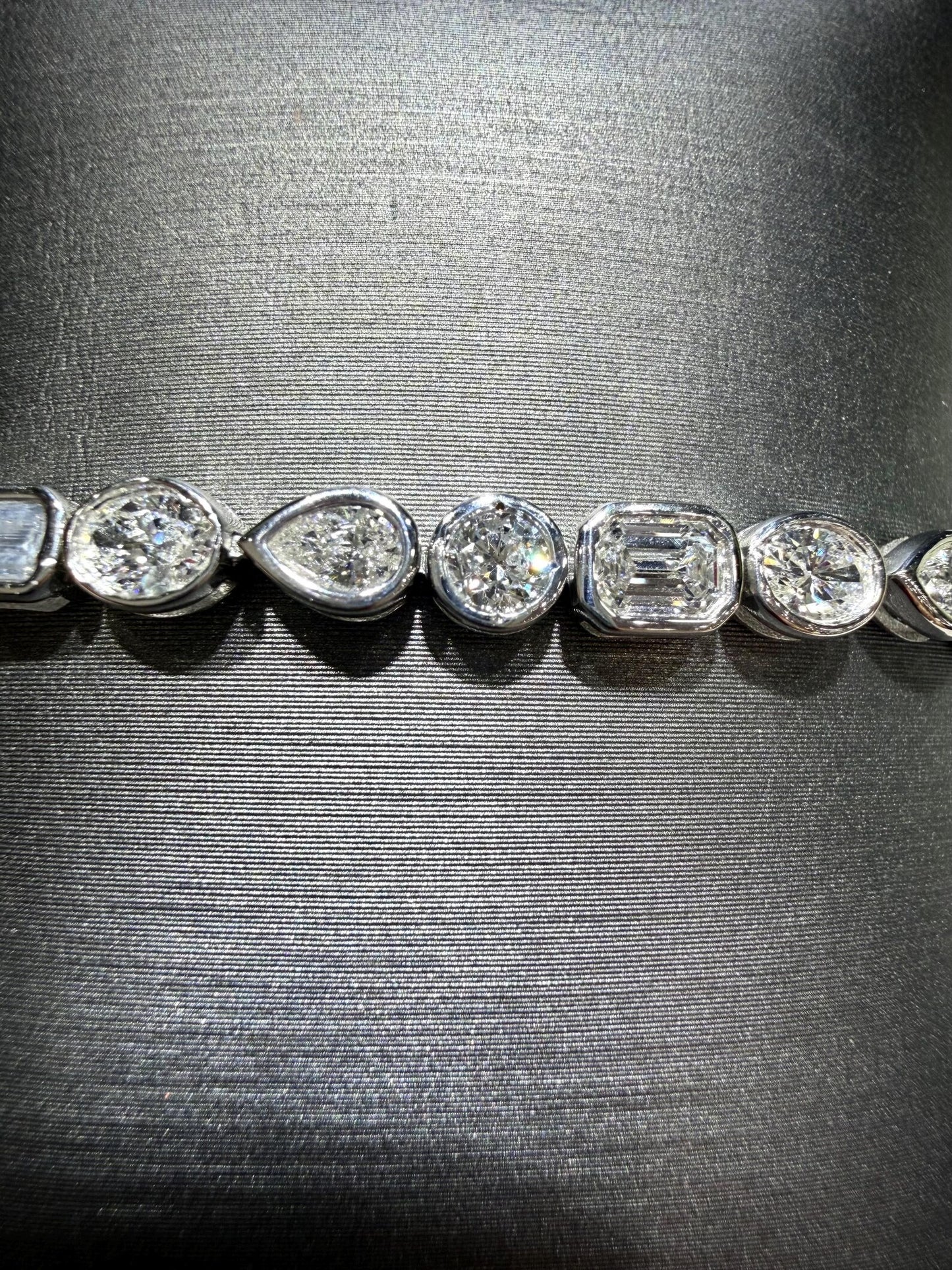 Lab Grown Diamond Fancy Shape Tennis Bracelet 4.80 Carats tw,Sterling Silver, 7”