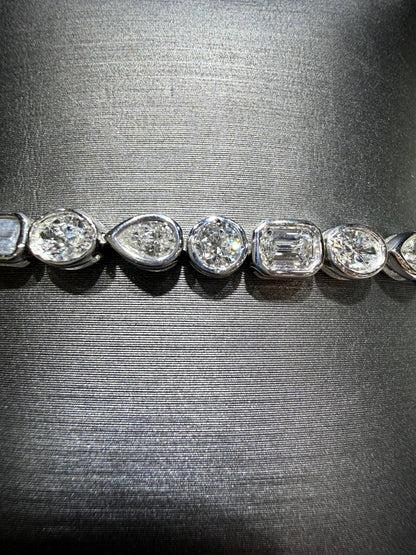 Lab Grown Diamond Fancy Shape Tennis Bracelet 4.80 Carats tw,Sterling Silver, 7”