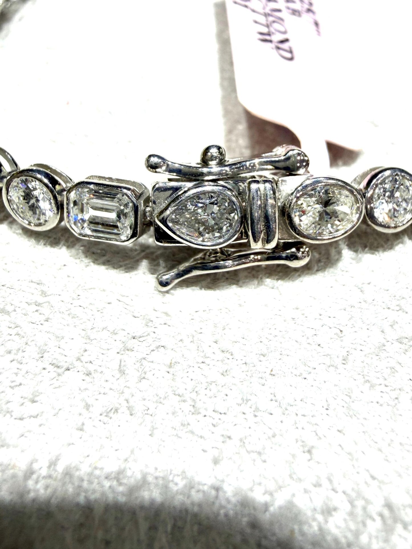 Lab Grown Diamond Fancy Shape Tennis Bracelet 4.80 Carats tw,Sterling Silver, 7”