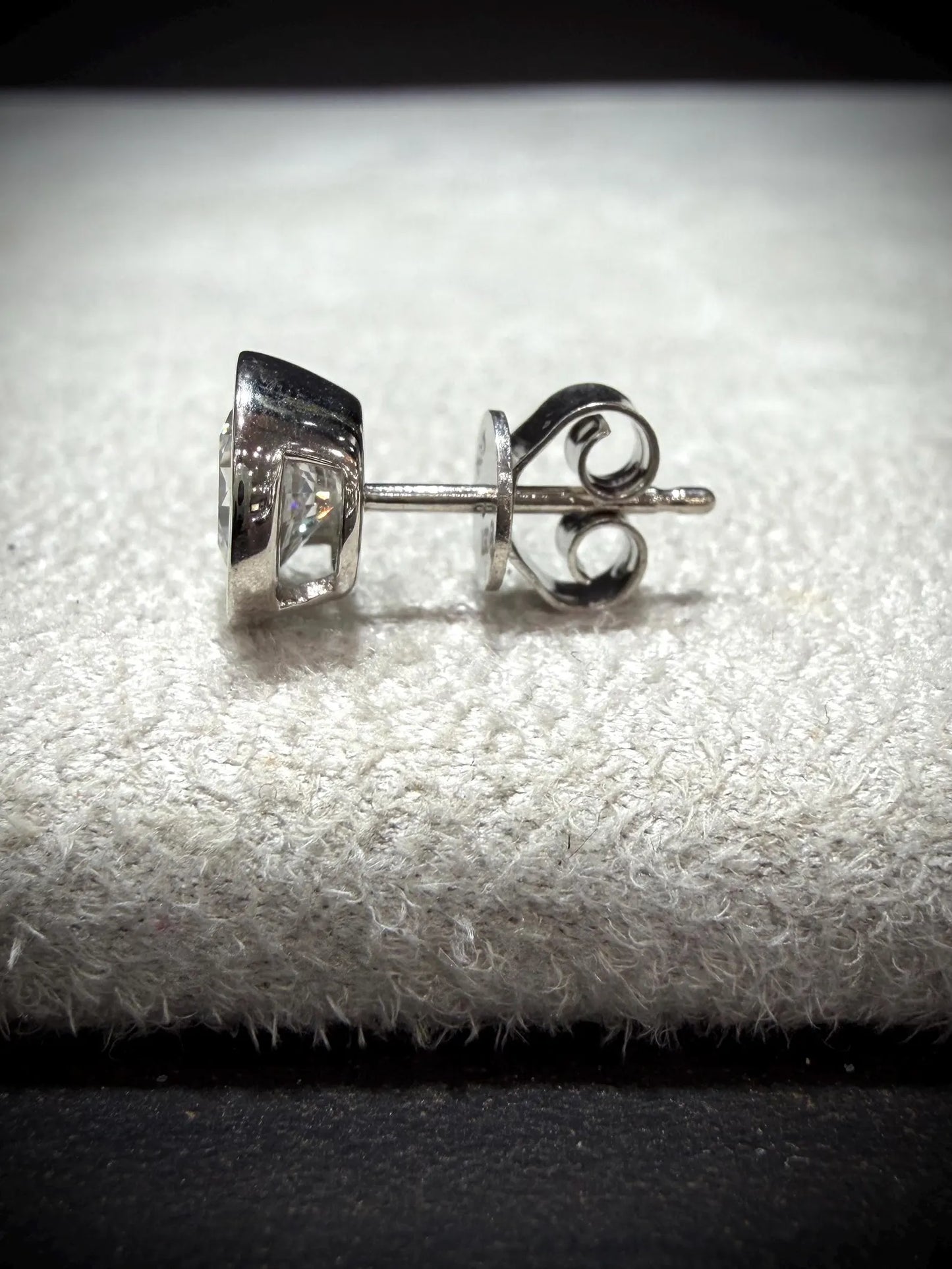 Lab Grown Round Bezel Set Diamond Stud Earrings 1.80 ct tw.