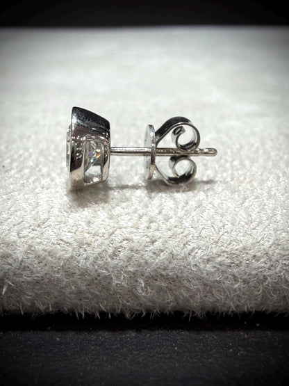 Lab Grown Round Bezel Set Diamond Stud Earrings 1.80 ct tw.