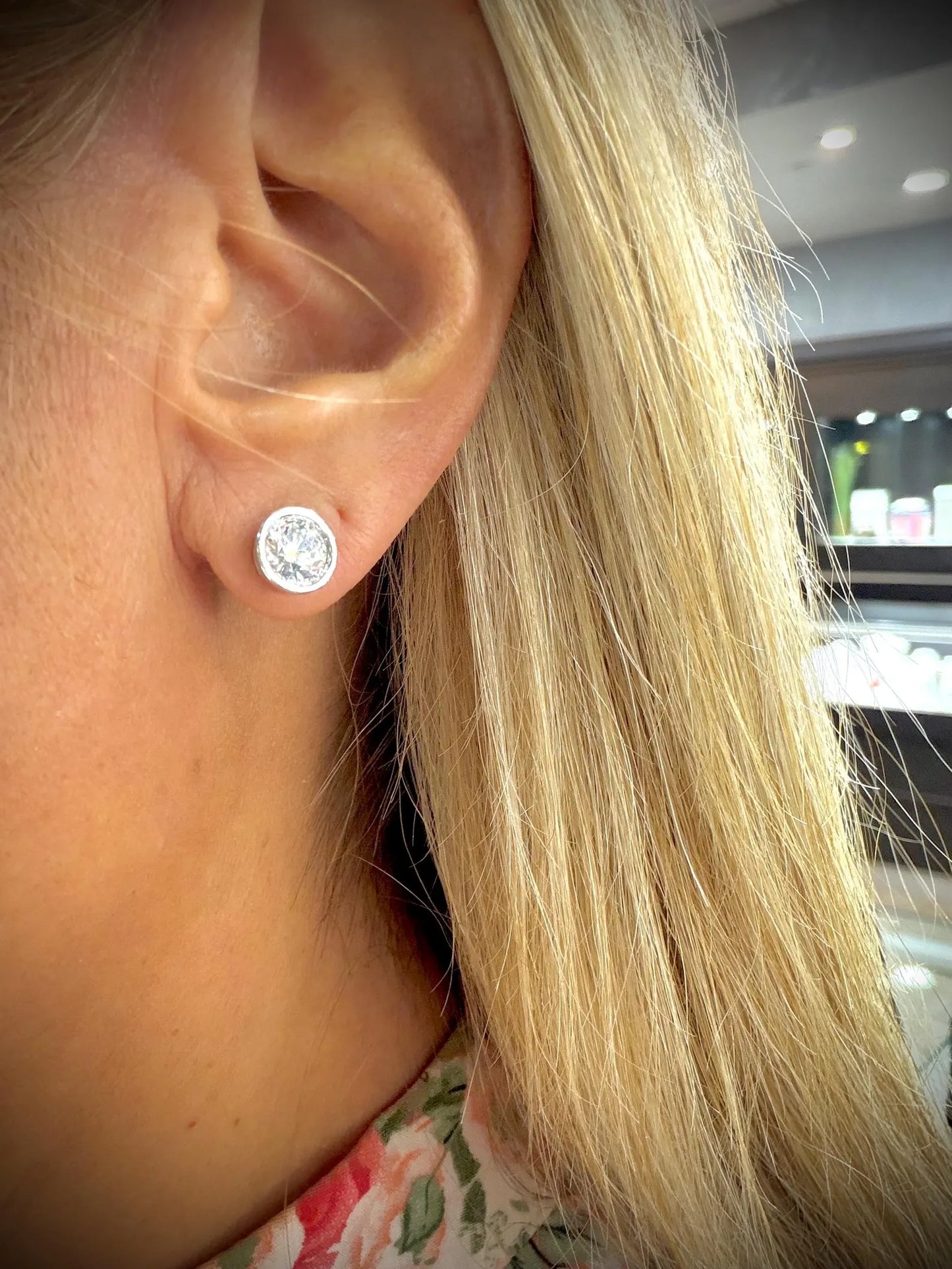 Lab Grown Round Bezel Set Diamond Stud Earrings 1.80 ct tw.