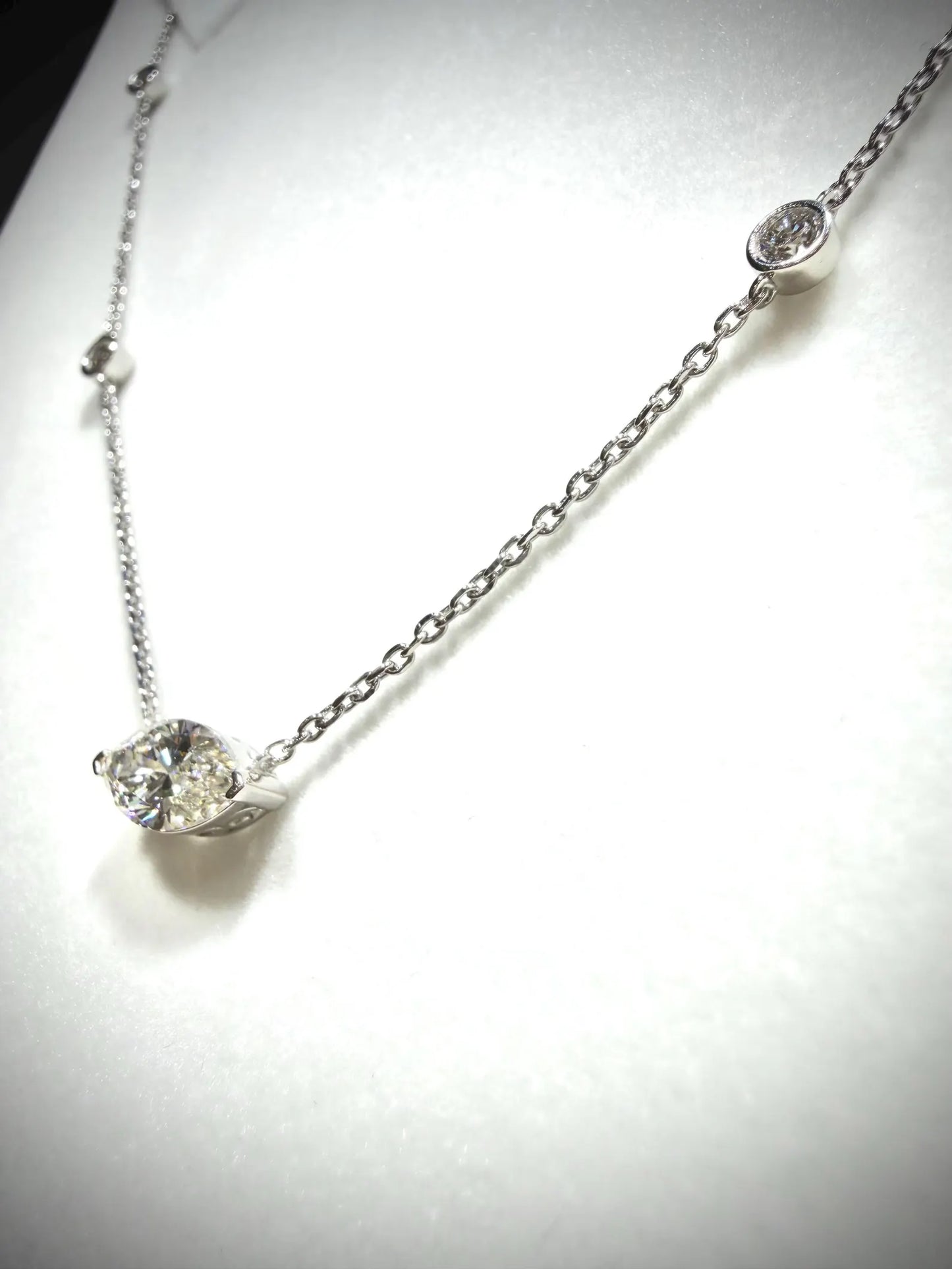 Marquise Lab Grown Diamond Necklace, Sterling Silver, 2.00ct tw, Adjustable Chain