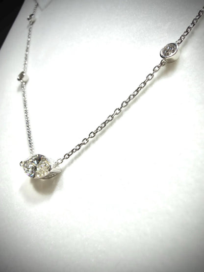 Marquise Lab Grown Diamond Necklace, Sterling Silver, 2.00ct tw, Adjustable Chain