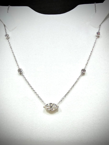 Marquise Lab Grown Diamond Necklace, Sterling Silver, 2.00ct tw, Adjustable Chain