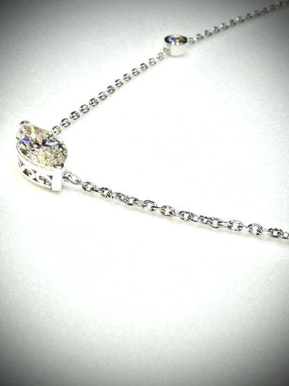 Marquise Lab Grown Diamond Necklace, Sterling Silver, 2.00ct tw, Adjustable Chain