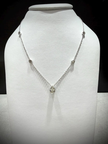 Pear Lab Grown Diamond Necklace, Sterling Silver Chain, 2.20ct tw 16”-18”
