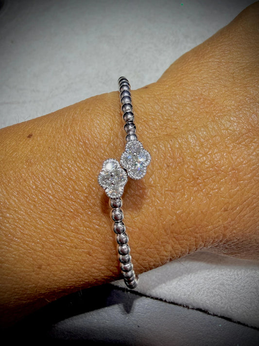 Lab Grown Diamond Bypass Cuff Bangle 0.55ct tw., Sterling Silver 7”