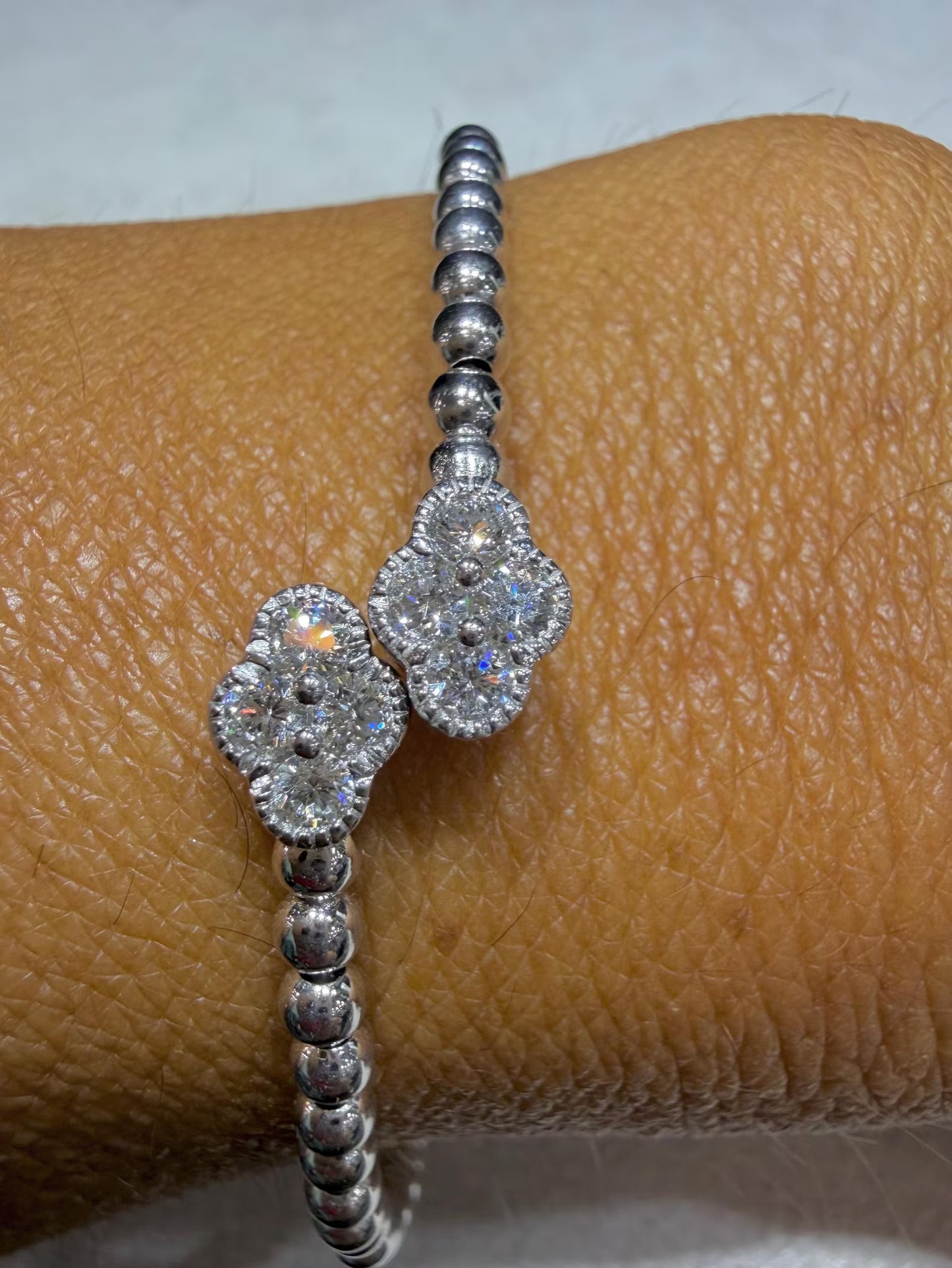 Lab Grown Diamond Bypass Cuff Bangle 0.55ct tw., Sterling Silver 7”