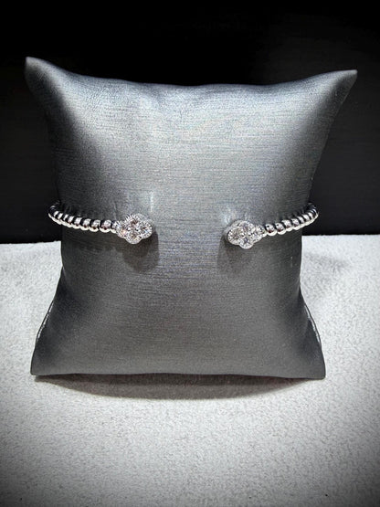 Lab Grown Diamond Bypass Cuff Bangle 0.55ct tw., Sterling Silver 7”