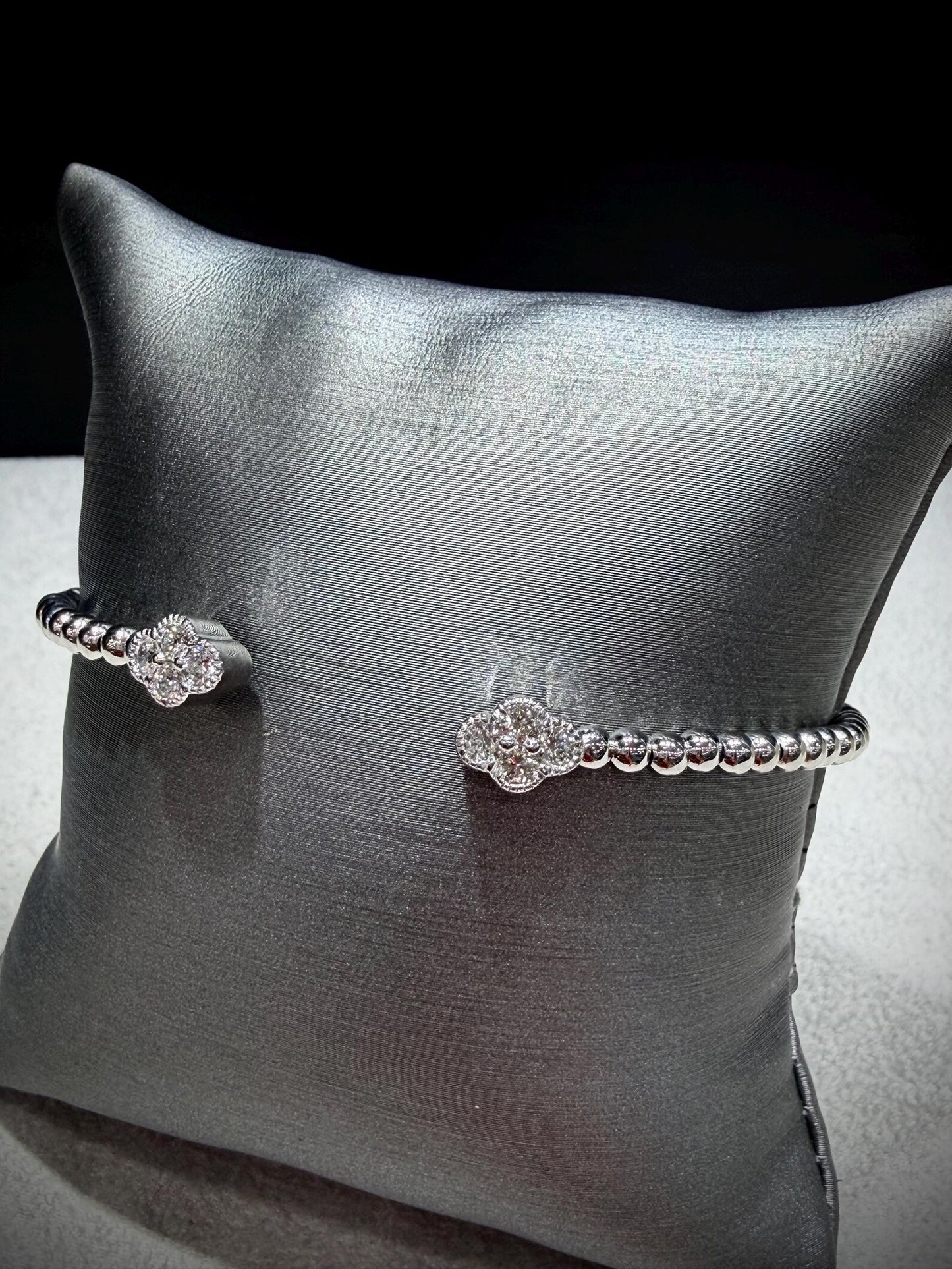 Lab Grown Diamond Bypass Cuff Bangle 0.55ct tw., Sterling Silver 7”