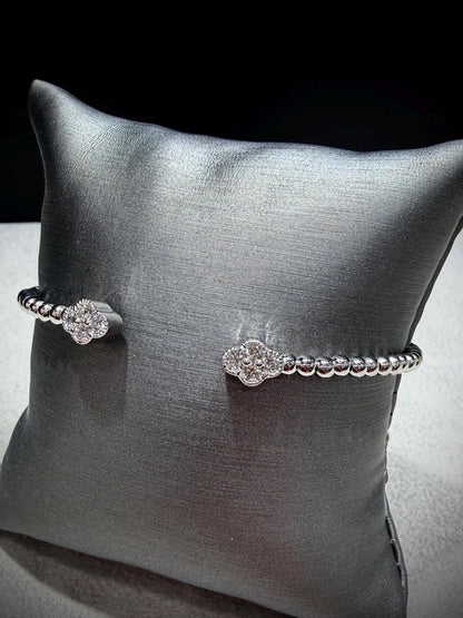 Lab Grown Diamond Bypass Cuff Bangle 0.55ct tw., Sterling Silver 7”
