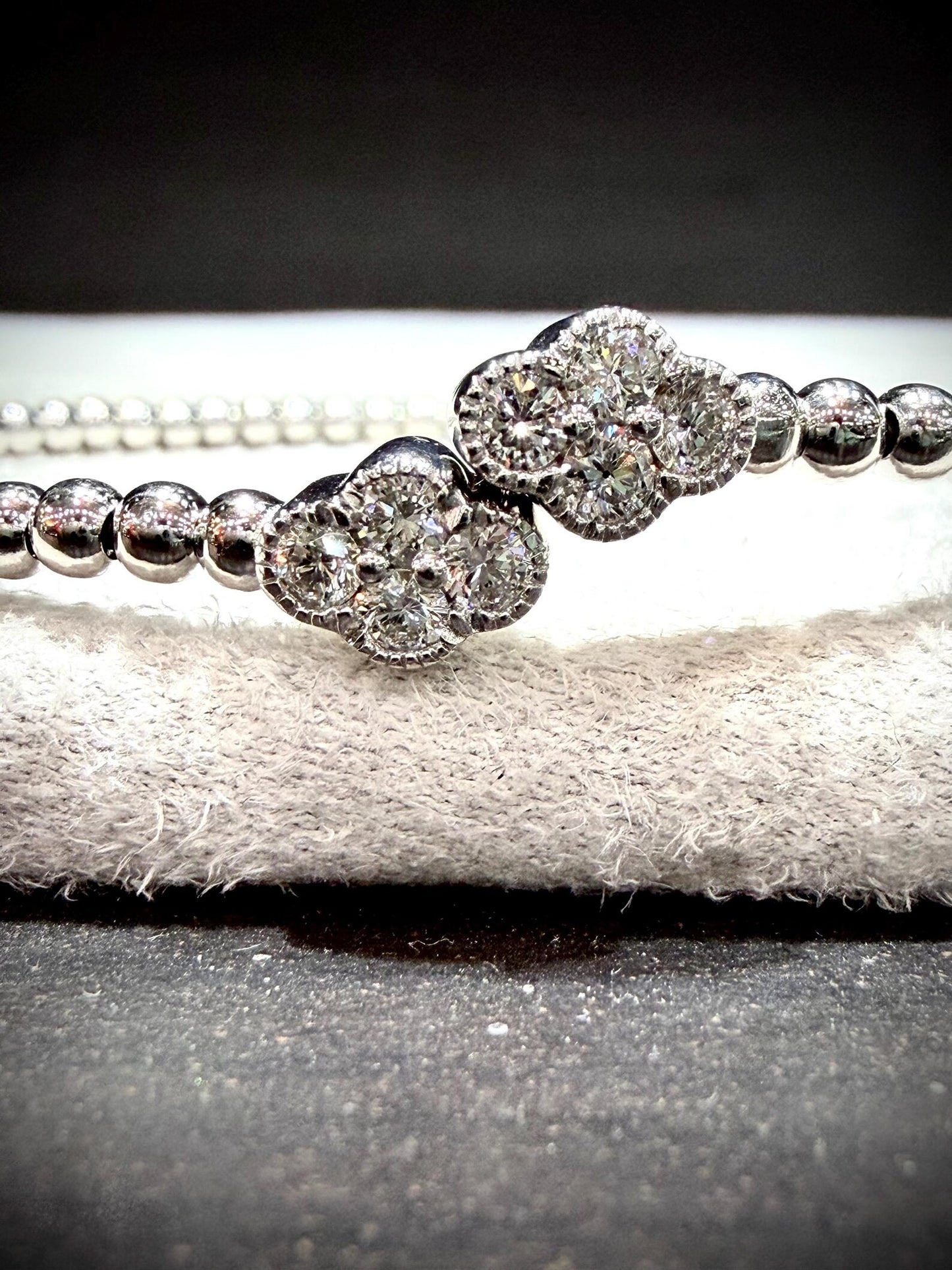 Lab Grown Diamond Bypass Cuff Bangle 0.55ct tw., Sterling Silver 7”