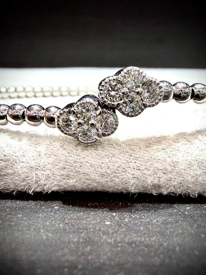 Lab Grown Diamond Bypass Cuff Bangle 0.55ct tw., Sterling Silver 7”