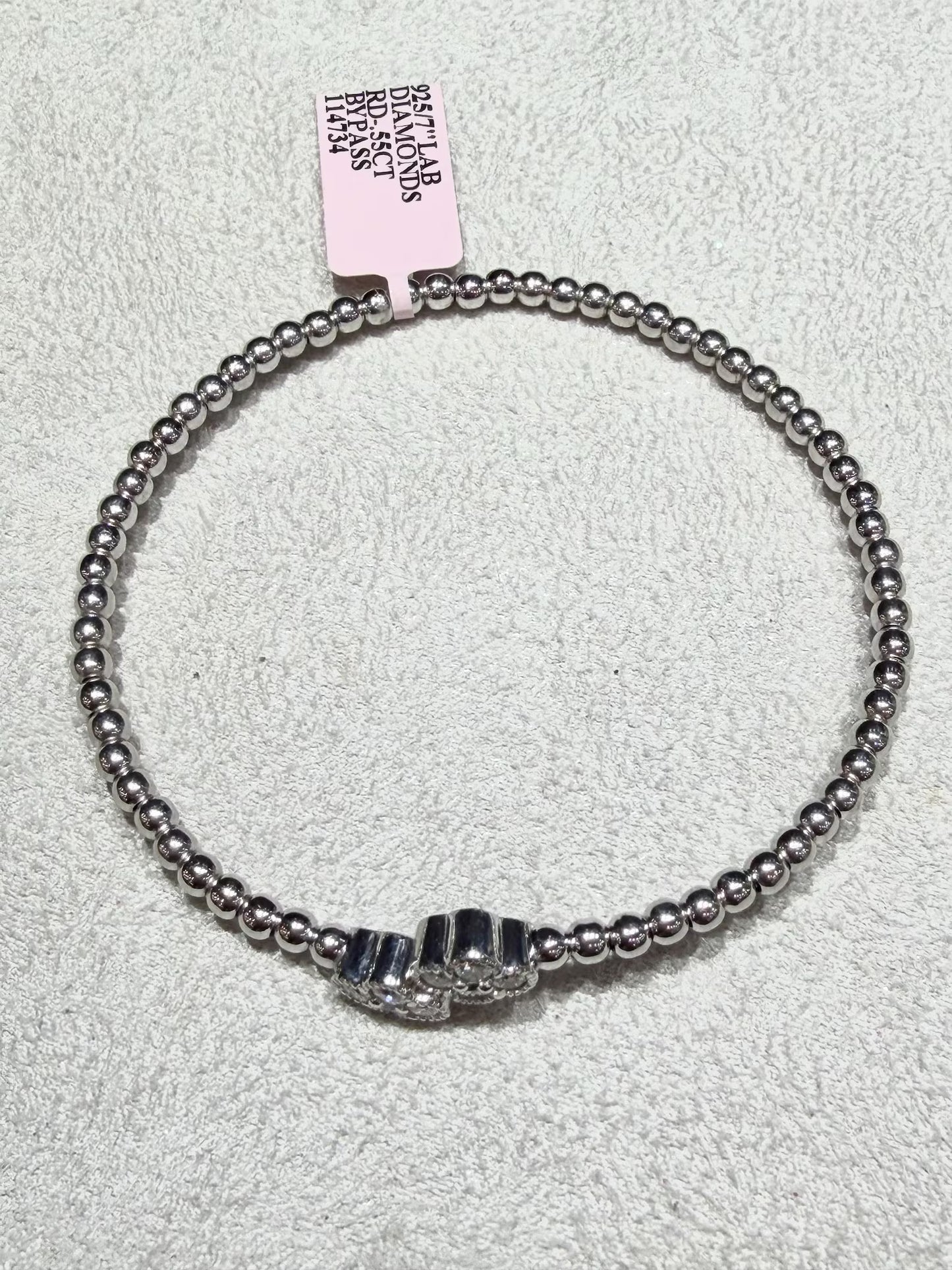 Lab Grown Diamond Bypass Cuff Bangle 0.55ct tw., Sterling Silver 7”