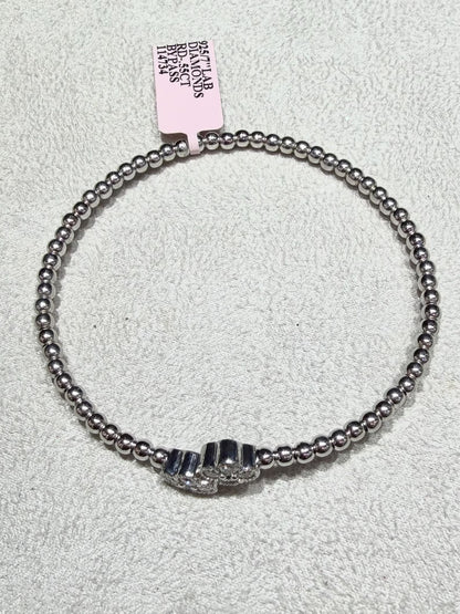 Lab Grown Diamond Bypass Cuff Bangle 0.55ct tw., Sterling Silver 7”