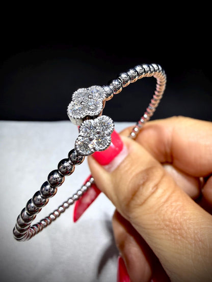 Lab Grown Diamond Bypass Cuff Bangle 0.55ct tw., Sterling Silver 7”