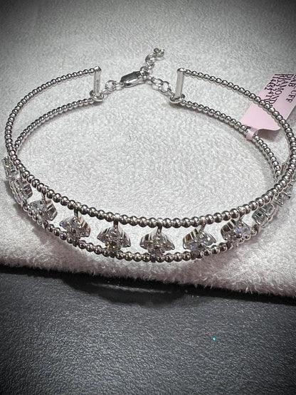 Diamond Adjustable Cuff Bracelet: Lab Grown Diamonds 2.24 Carats Sterling Silver 7-8”