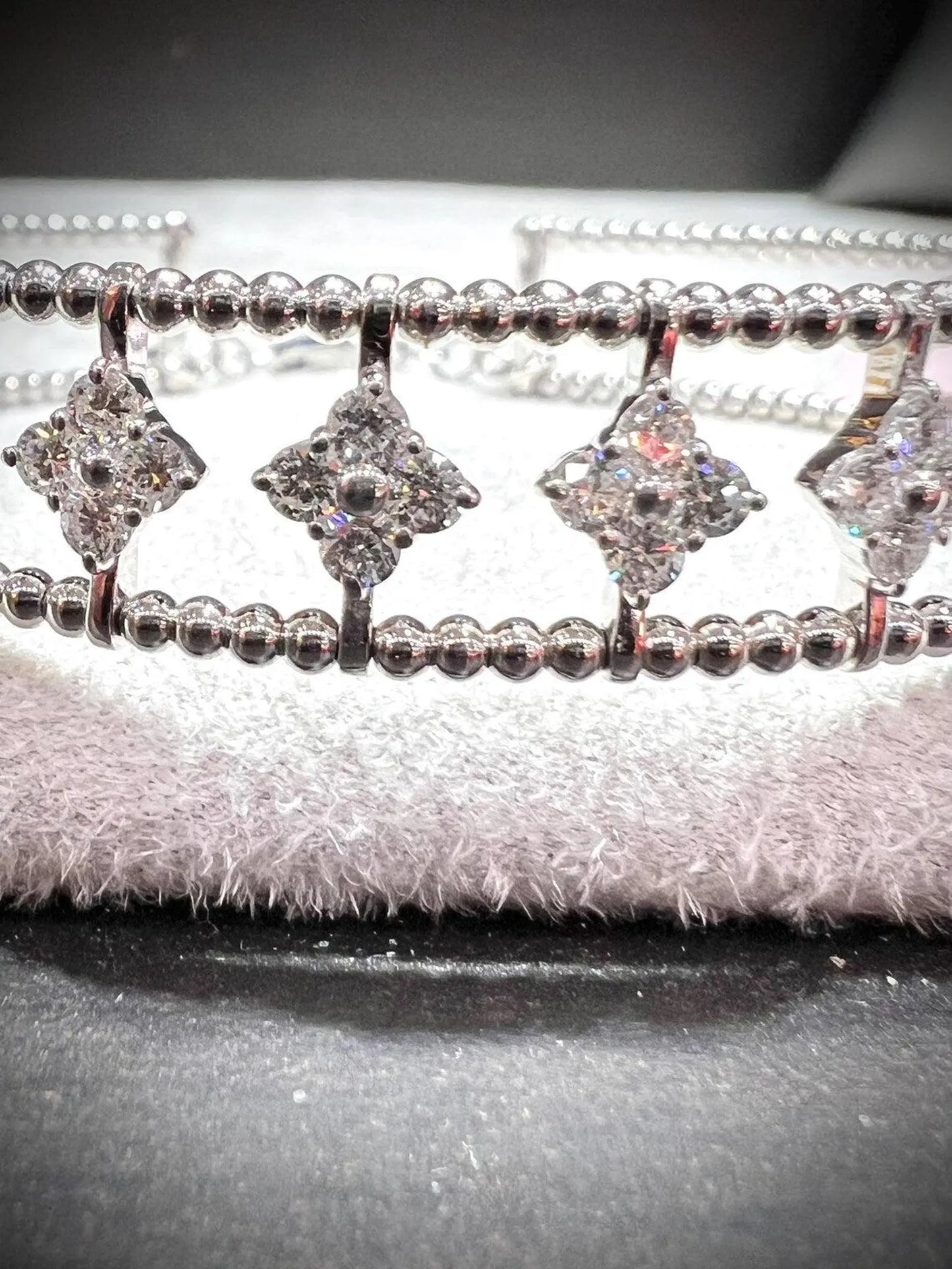 Diamond Adjustable Cuff Bracelet: Lab Grown Diamonds 2.24 Carats Sterling Silver 7-8”