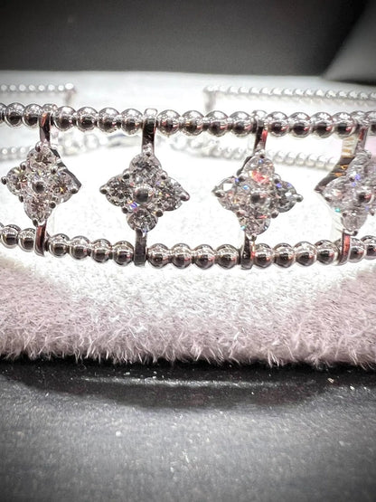 Diamond Adjustable Cuff Bracelet: Lab Grown Diamonds 2.24 Carats Sterling Silver 7-8”