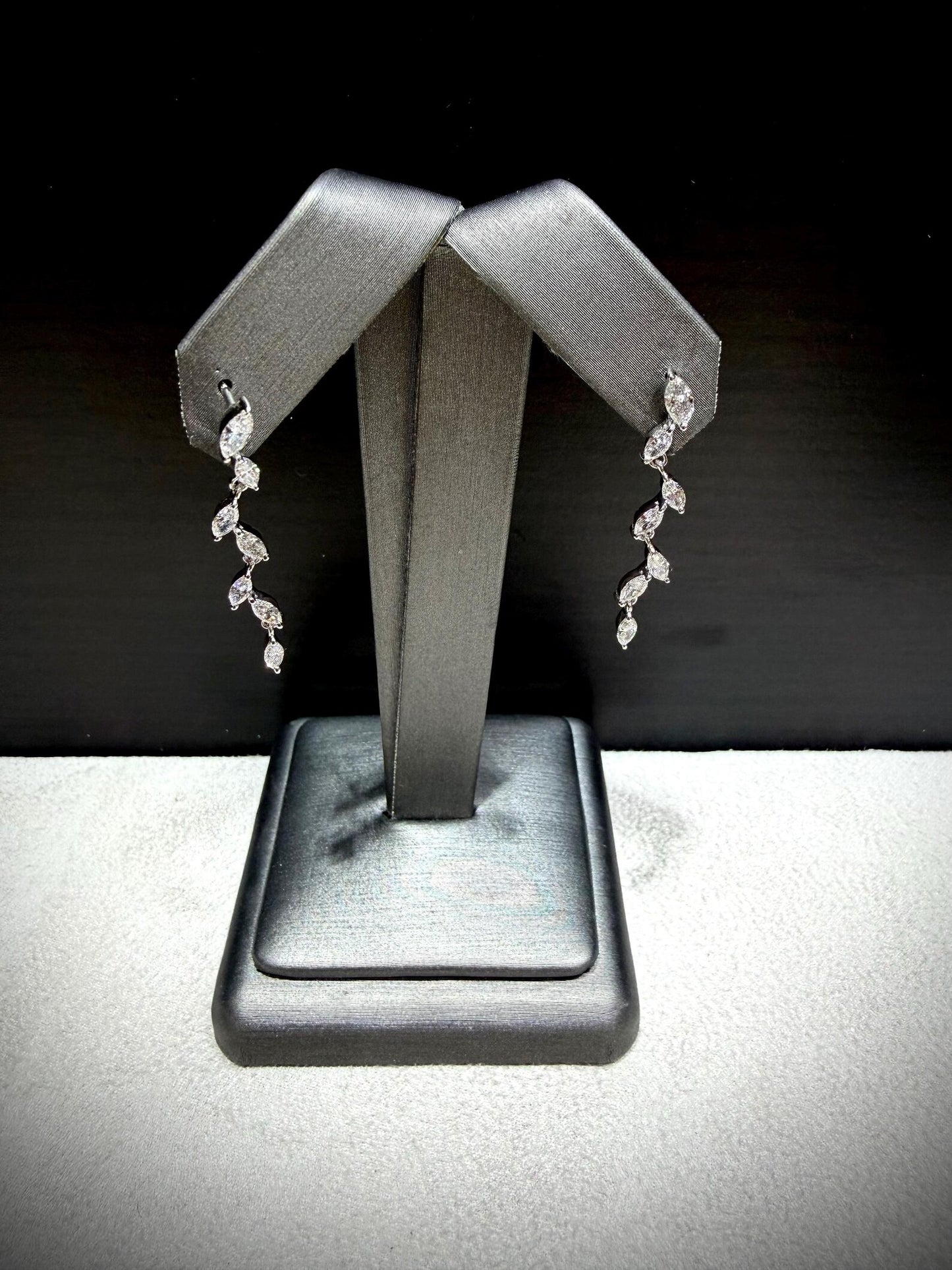 Lab Grown Marquise Diamond Dangle Earrings 1.00 Carat tw. in Sterling Silver