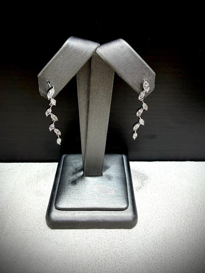 Lab Grown Marquise Diamond Dangle Earrings 1.00 Carat tw. in Sterling Silver