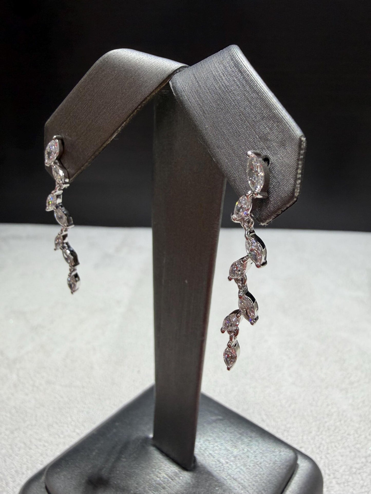 Lab Grown Marquise Diamond Dangle Earrings 1.00 Carat tw. in Sterling Silver