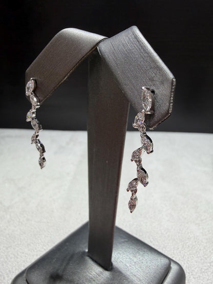 Lab Grown Marquise Diamond Dangle Earrings 1.00 Carat tw. in Sterling Silver
