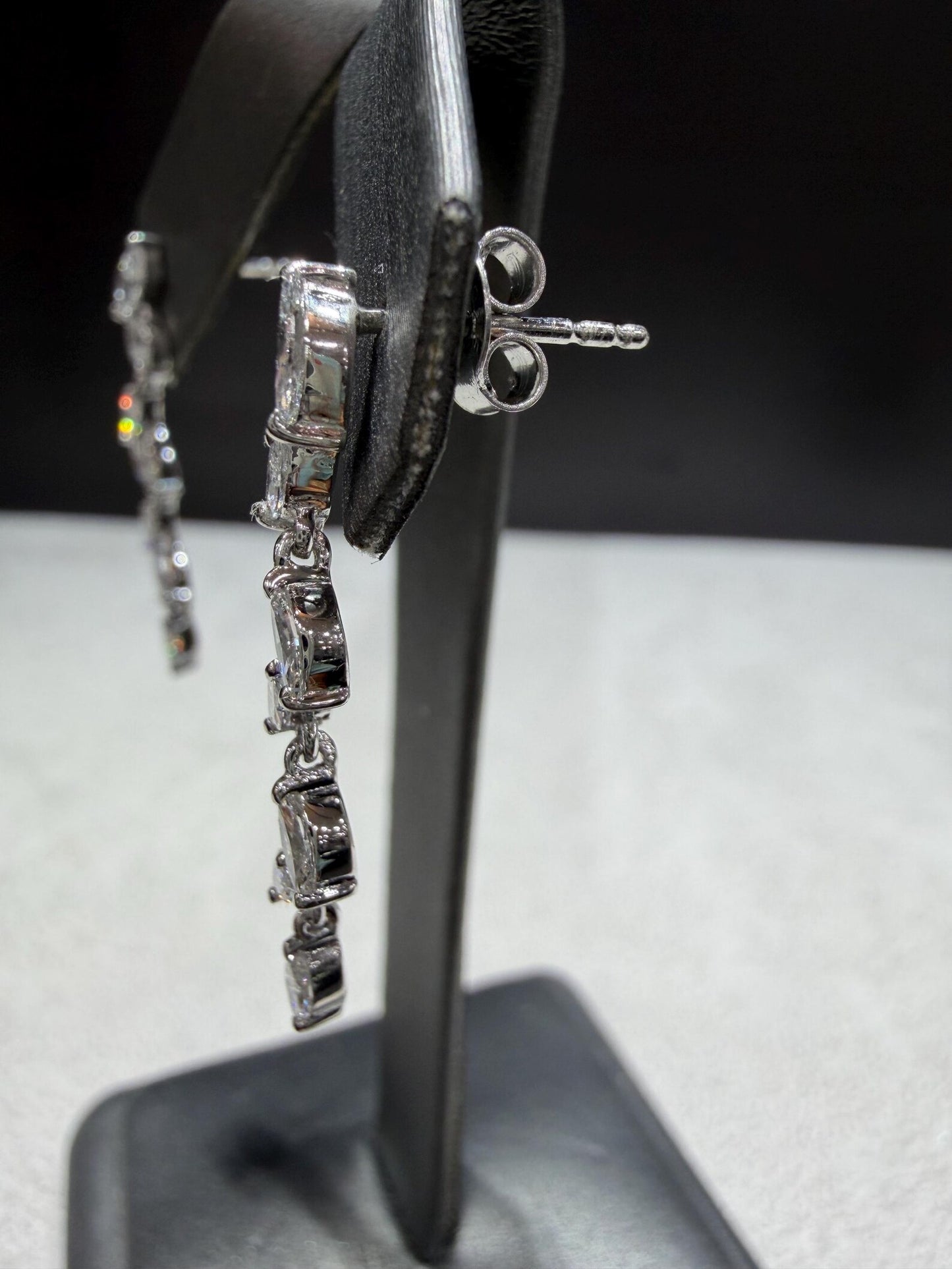Lab Grown Marquise Diamond Dangle Earrings 1.00 Carat tw. in Sterling Silver