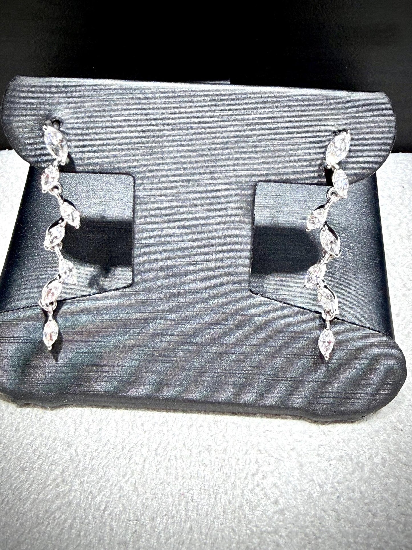 Lab Grown Marquise Diamond Dangle Earrings 1.00 Carat tw. in Sterling Silver