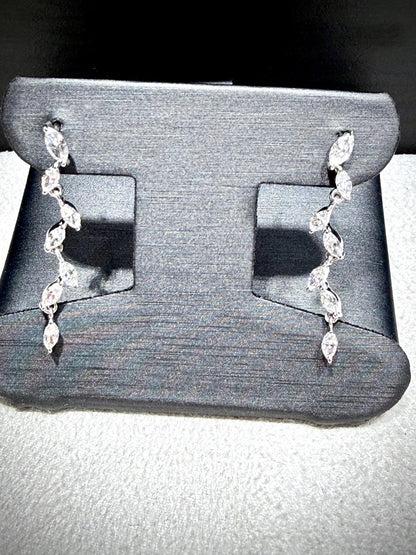 Lab Grown Marquise Diamond Dangle Earrings 1.00 Carat tw. in Sterling Silver