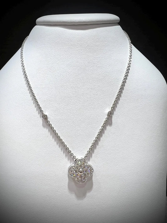 Diamond Clover Necklace 1.11 Carats: Sterling Silver, Lab Grown Diamonds