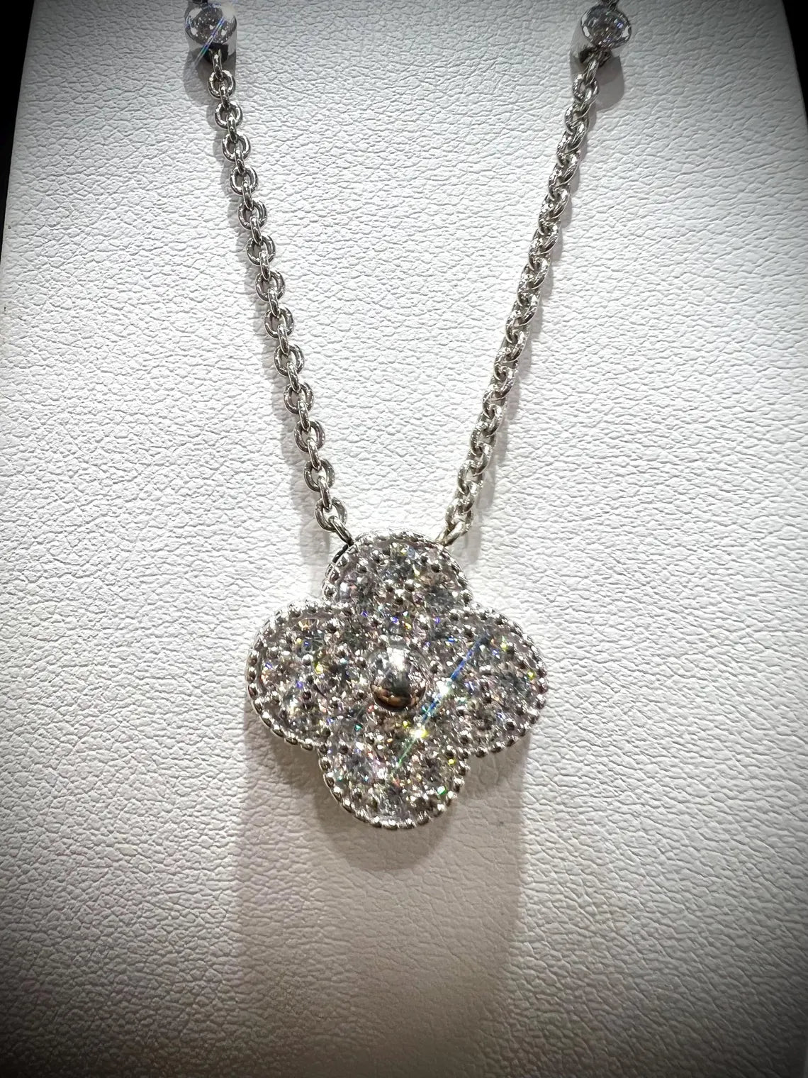 Diamond Clover Necklace 1.11 Carats: Sterling Silver, Lab Grown Diamonds