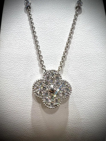 Diamond Clover Necklace 1.11 Carats: Sterling Silver, Lab Grown Diamonds