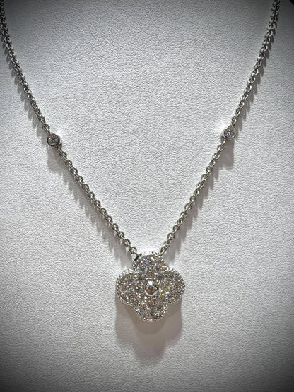 Diamond Clover Necklace 1.11 Carats: Sterling Silver, Lab Grown Diamonds