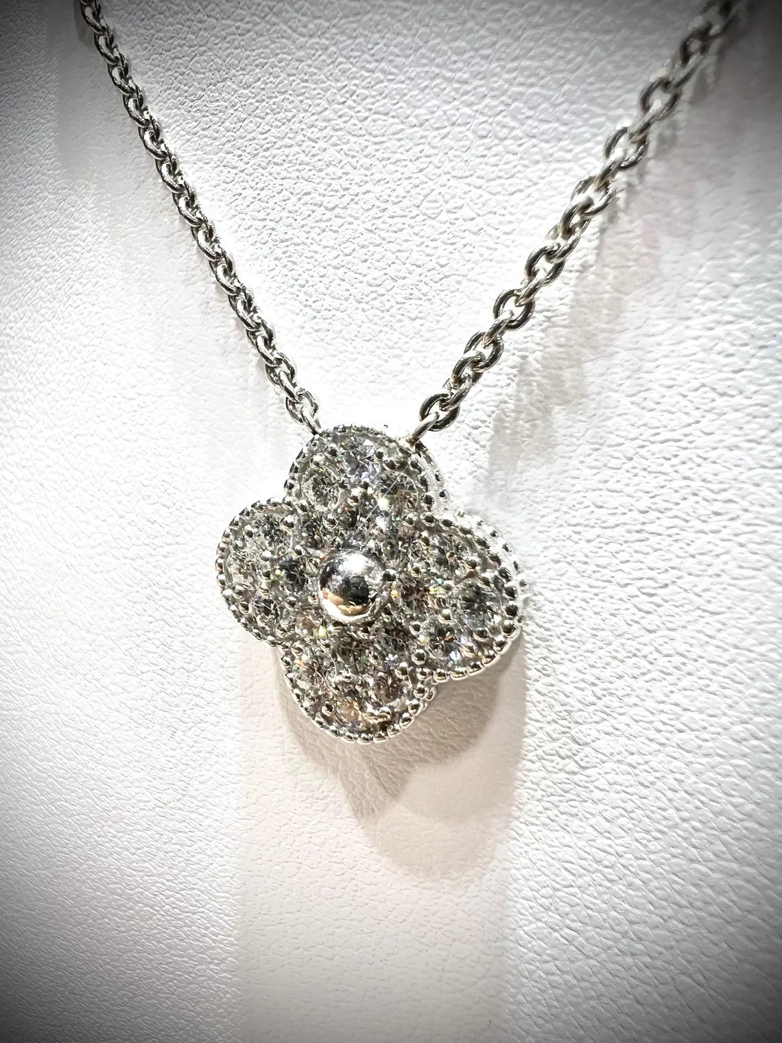 Diamond Clover Necklace 1.11 Carats: Sterling Silver, Lab Grown Diamonds