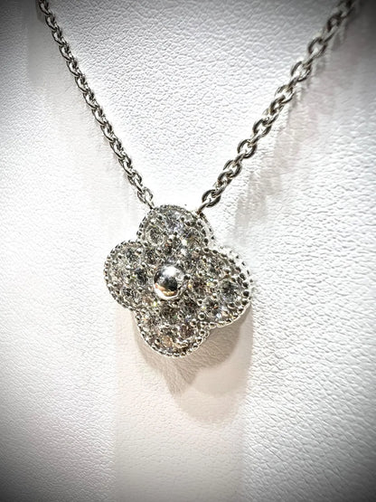 Diamond Clover Necklace 1.11 Carats: Sterling Silver, Lab Grown Diamonds