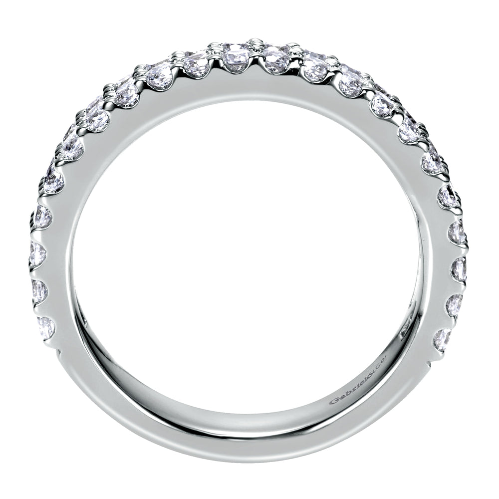 14K White Gold 2 Row Shared Prong Set Diamond Anniversary Band