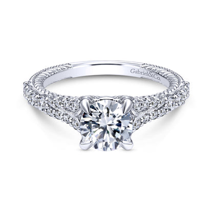 14K White Gold Round Diamond Engagement Ring