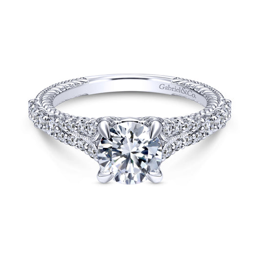 14K White Gold Round Diamond Engagement Ring