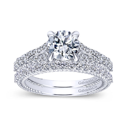 14K White Gold Round Diamond Engagement Ring