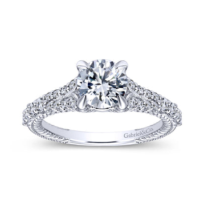 14K White Gold Round Diamond Engagement Ring