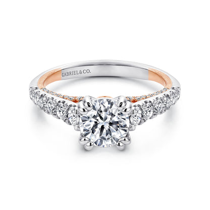 18K White-Rose Gold Round Diamond Engagement Ring