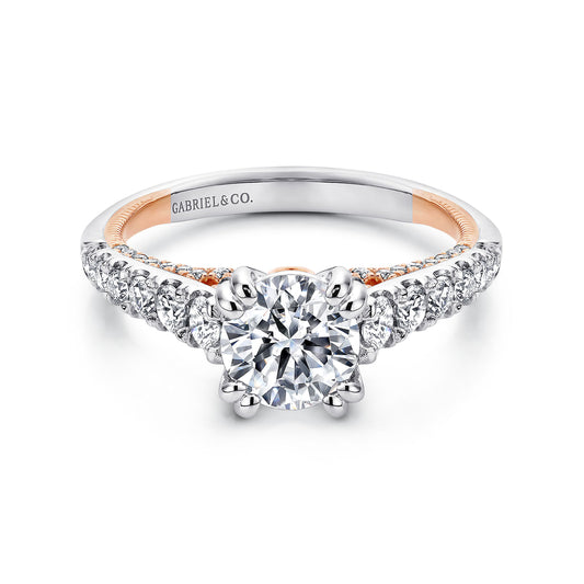 18K White-Rose Gold Round Diamond Engagement Ring